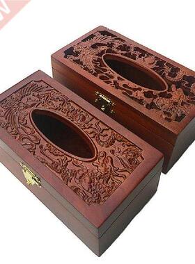 Vintage Wooden Hollow out Embossing Tissue Box Paper Napkin