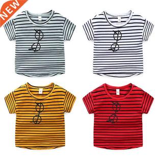 High quality 2022 kids T-shirt Summer boys girls stripe Prin