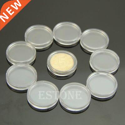 10PCS Applied Clear Round Cases Coin Storage Capsules Holder