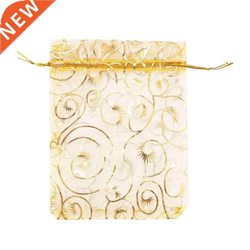 100pcs Champagne Eyelash Organza Drawstring Pouches Jewelry