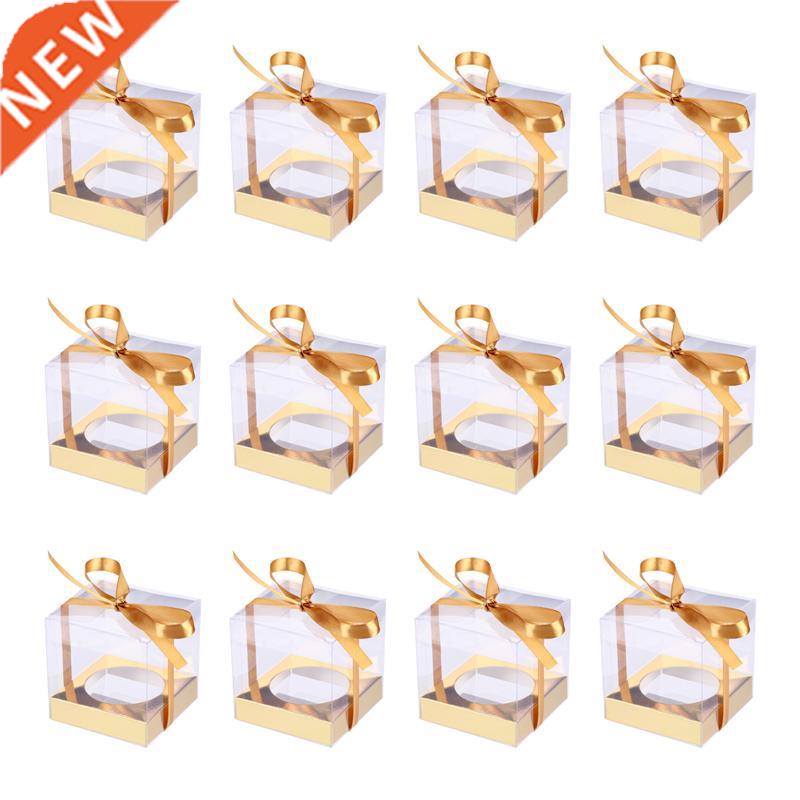 12pcs Dessert Packing Boxes PVC Baking Boxes Clear Cupcake