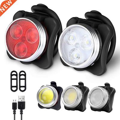 USB Charging Bicycle Light Set LED Head Front Lamp Rear Tail