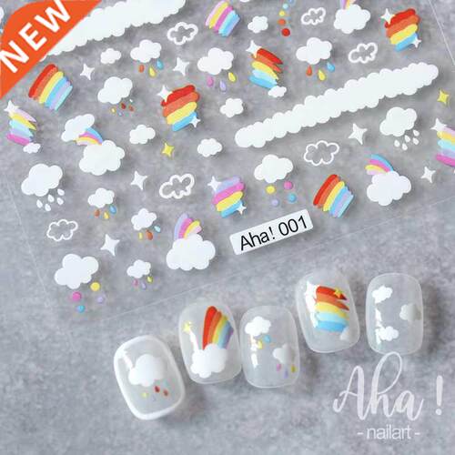 1Pcs Colorful Flowers/Rainbow/Clouds Nail Art Decorations St