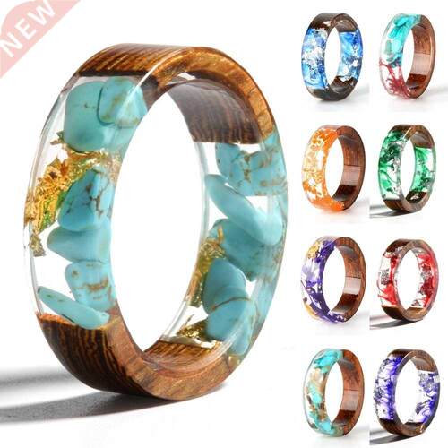 Wood Resin Ring Transparent Epoxy Resin Ring Fashion Handmad
