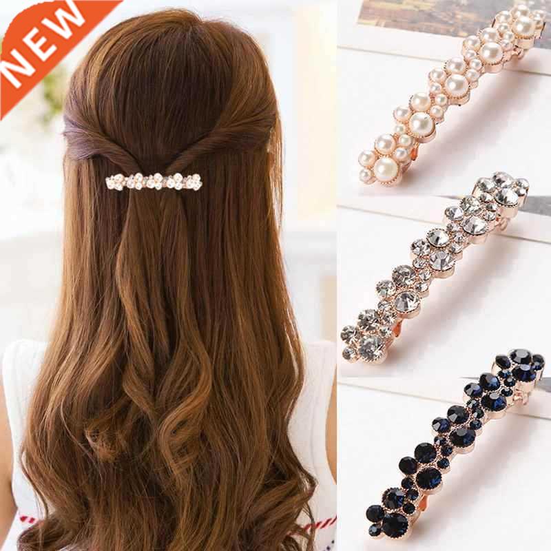 Fashion 5 Colors Korean Crystal Pearl Hair Clips Elegant Wom