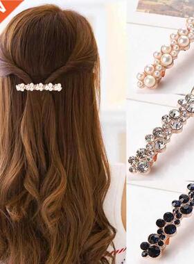 Fashion 5 Colors Korean Crystal Pearl Hair Clips Elegant Wom