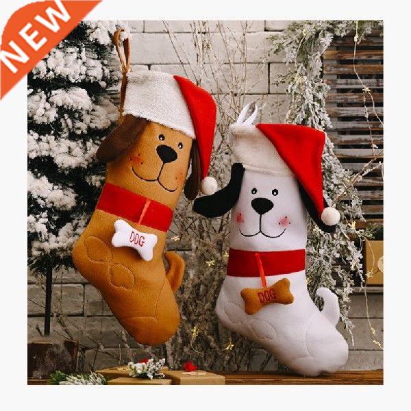 Cute Dog Christmas Stockings Xmas Gift Bag With Bone