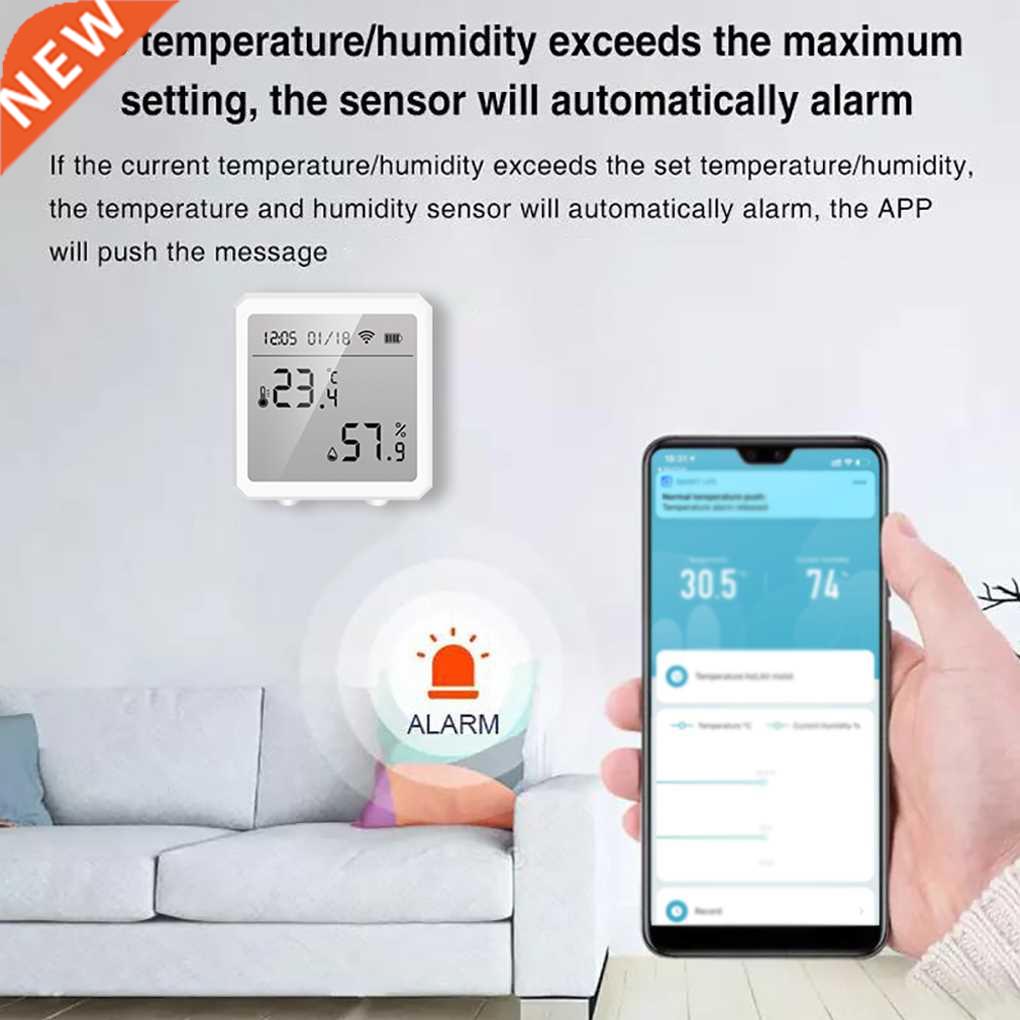 Indoor Smart Temperature and Humidity Sensor, Hygrometer,