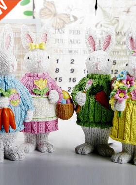 Easter Decoration Lovely Weaving Rabbit Living Room Scene