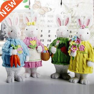 Easter Decoration Lovely Weaving Rabbit Living Room Scene