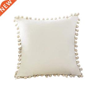 Top Decorative Throw Pillow Covers with Pom-poms Soft