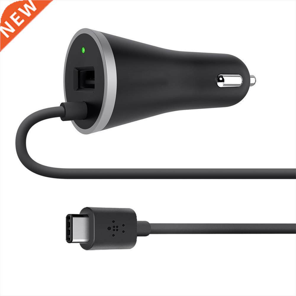 15W 3A Type C USB-C Car Charger with 4-Foot Hardwired USB-C