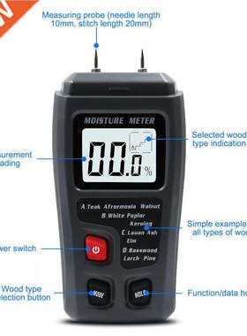 1pcs Black Digital Wood Moisture Meter 0-99.9% Wood Humidity