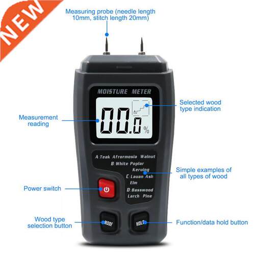 1pcs Black Digital Wood Moisture Meter 0-99.9% Wood Humidity