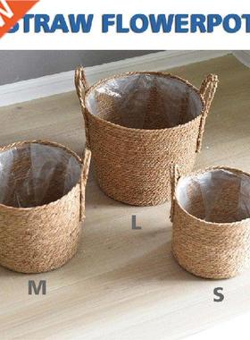 S/M/L Straw Flower Pot Seagrass Woven Storage Wicker Basket
