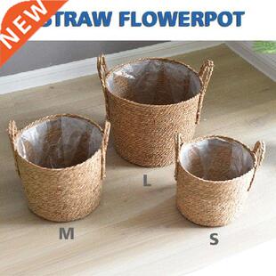 S/M/L Straw Flower Pot Seagrass Woven Storage Wicker Basket