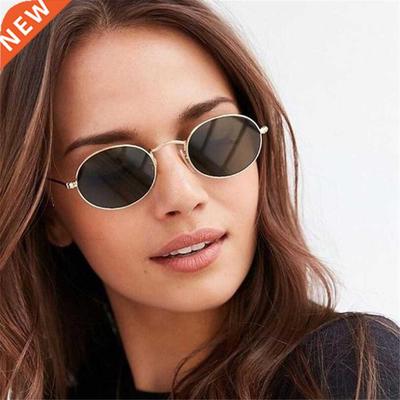 Gafas de sol ovaladas para mujer, lentes doradas peque?as, R