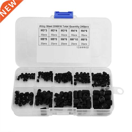 240pcs Socket Screw Assortment Allen Head Socket Hex Set Gru