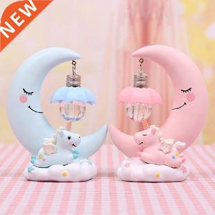 LED Night Light Resin Moon Unicorn Cartoon Baby Lamp