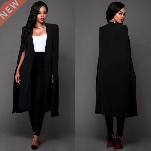 2018 Solid color long section large cloak XL women's blazer