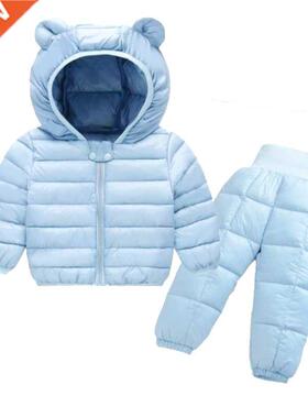 2021 Winter Children Clothing Sets Baby Boy Warm Hooded Down