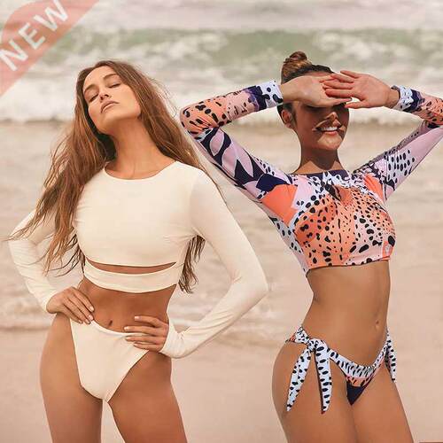 Surfing Swimsuit For Women 2022 Bikini Long Sleeve Swimwear