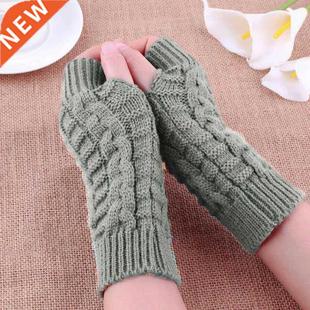 Winter Warm Fingerless Knitted Gloves For Women Acrylic Stch