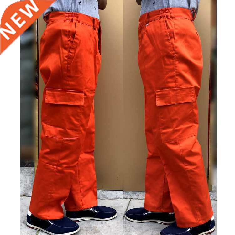 japanese style Wear-resistant workout pants orange cotton ov