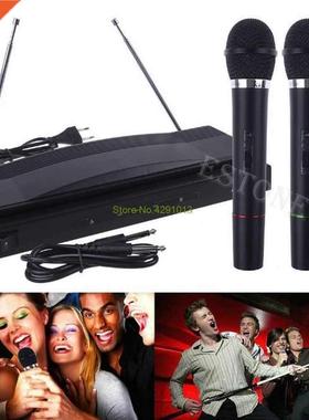 Wireless Microphone System Dual Handheld 2 x Mic Cordless Re