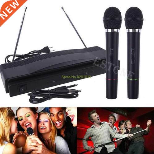 Wireless Microphone System Dual Handheld 2 x Mic Cordless Re