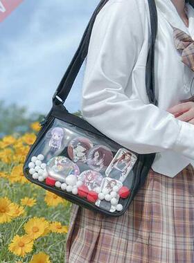 Women Small Ita Bag Crossbody Mini Clear Bag Removable Decor