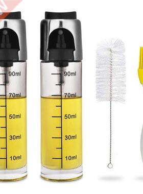 2 Pieces 90ML Oil Mist Sprayer Scaled Transparent Glass Bott