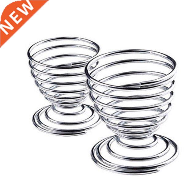 Metal Egg Cup Spiral Kitchen Breakfast Hard Boiled Spring Ho