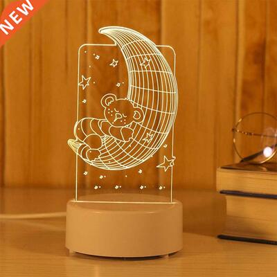 Kids Bedroom Birthday Night Light 3D Plastic Animal Shape