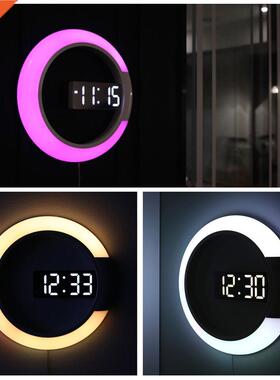 D LED wall clock Digital Table Clock Alarm Mirror Hlow Wa