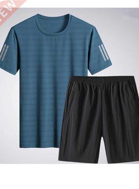 2022 men summer new leisure sports running suit fitness summ
