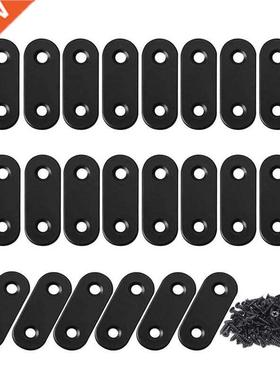 22 Pcs Straight Brace Brackets Stainless Steel Black Mending