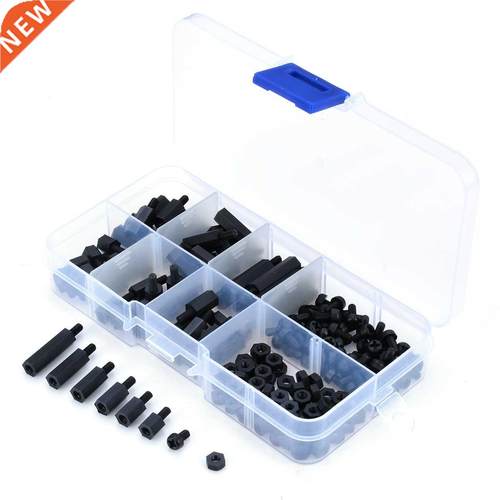 180pcs Black M Nylon Hex Spacers Screw Nut Stand off Kit F