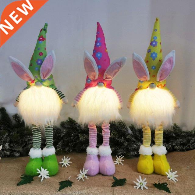 Easter Standing Bunny Gnome with LED Light Handmade Swedish