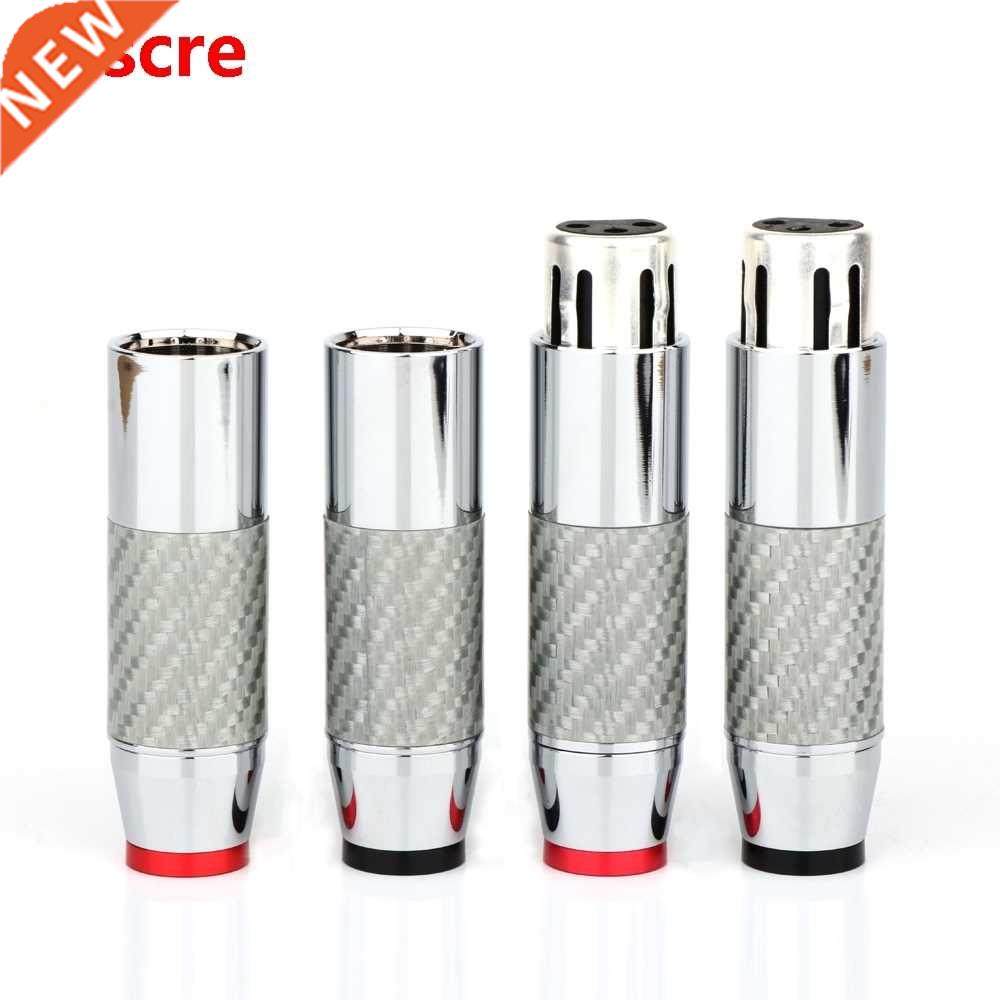 4Pcs Yter Carbon Fiber Silver Plated XLR Connector Plug 3Pin