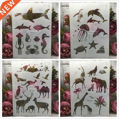 4Pcs A4 29cm Shark Giraffe Ocean est Animals DIY Layering St