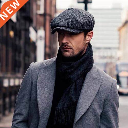 Wool Newsboy Caps Men Herringbone Flat Caps Gatsby Cap Woole