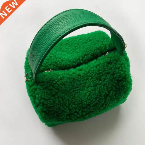 Women Furry Lambswool Handbags Fashion Design Soft Plush Coo
