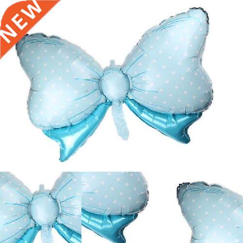 Bowknot Shape Balloons Pink Blue Color Dot Aluminum Film