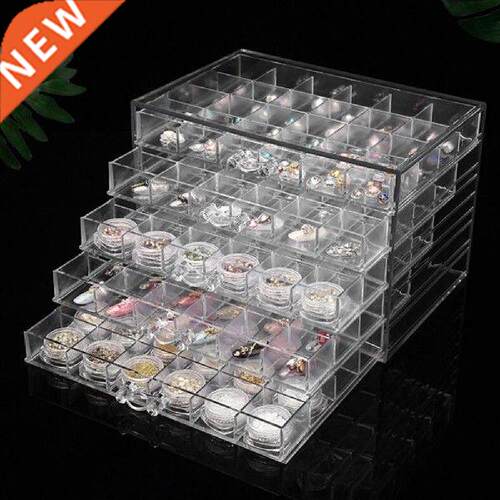 Transparent Makeup Organizer 120 Grids Acrylic Nail Display