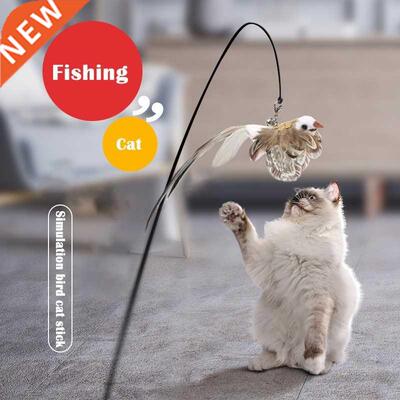 Simulation Bird interactive Cat Toy Funny Feather Bird with