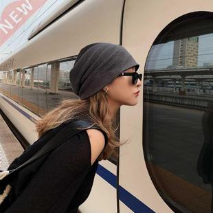 2022 Women Thin Caps Simple Solid Rolled Hem Hat Blends Soft