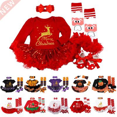 My 1st Christmas Baby Girls Romper Sets Xmas Party Dress Set
