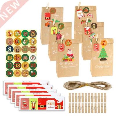 24 Set Christmas Advent Calendar Bags 24 Days Calendar Kraft