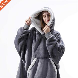Oversized Hoodie Blanket With Sleeves Sweatshirt Plaid Winte